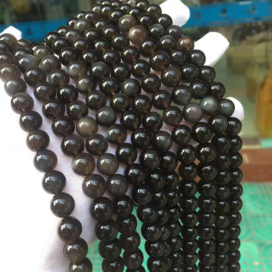 Natural Ice obsidian Round Smooth beads Energy Healing Gemstone Loose Beads for DIY Jewelry Making Design AAA Quality 6mm 8mm 10mm 12mm