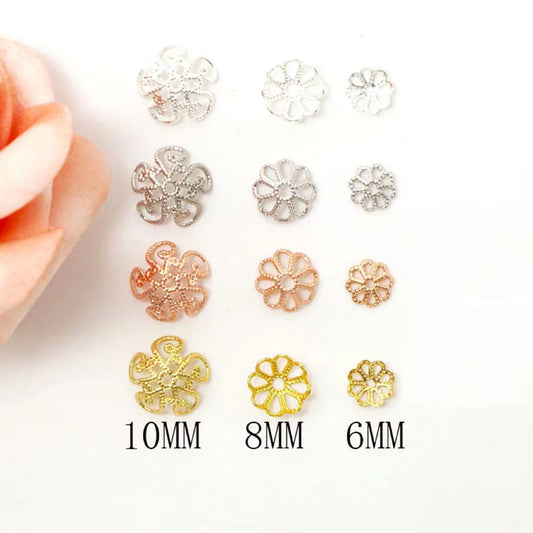 200pcs Flower Bead Caps Spacer End Caps For Jewellery Making 6mm 8mm 10mm
