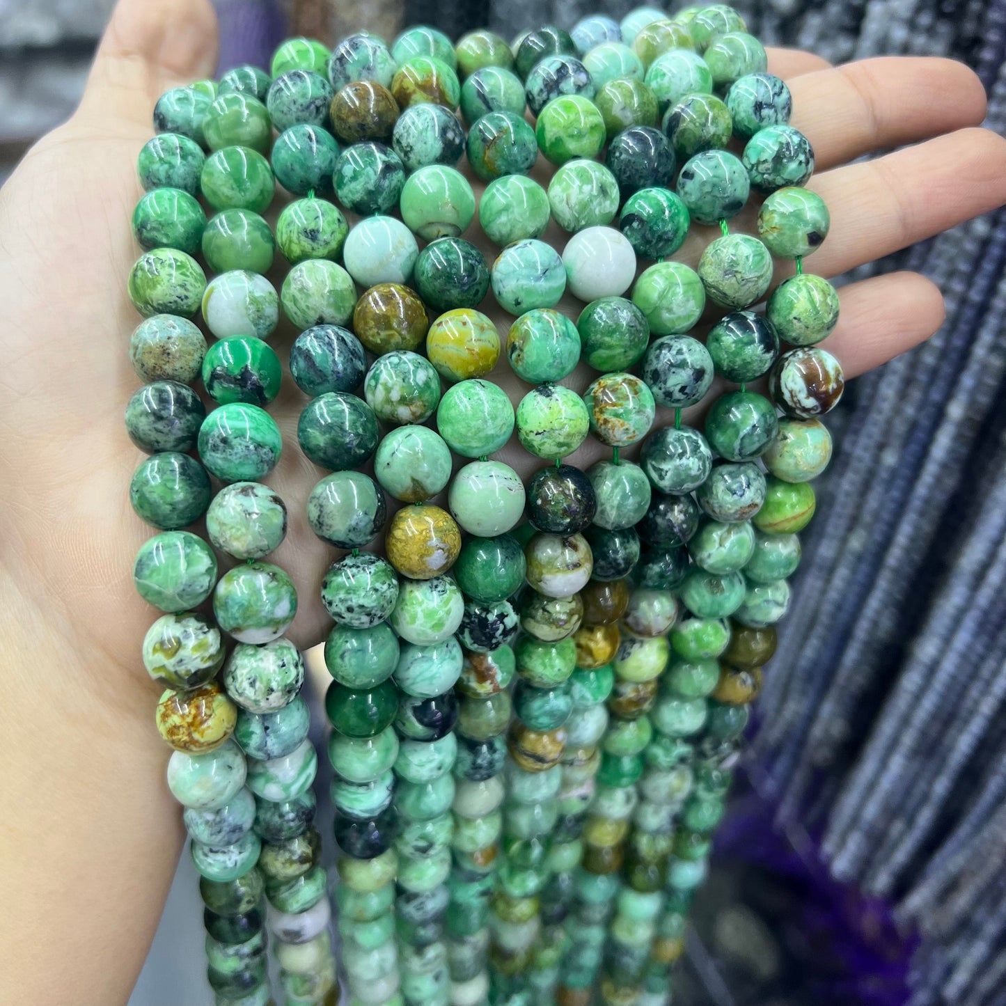 Natural Green Variste Beads Healing Gemstone Loose Beads DIY Jewelry Making AAA Quality 8mm 10mm 12mm 14mm