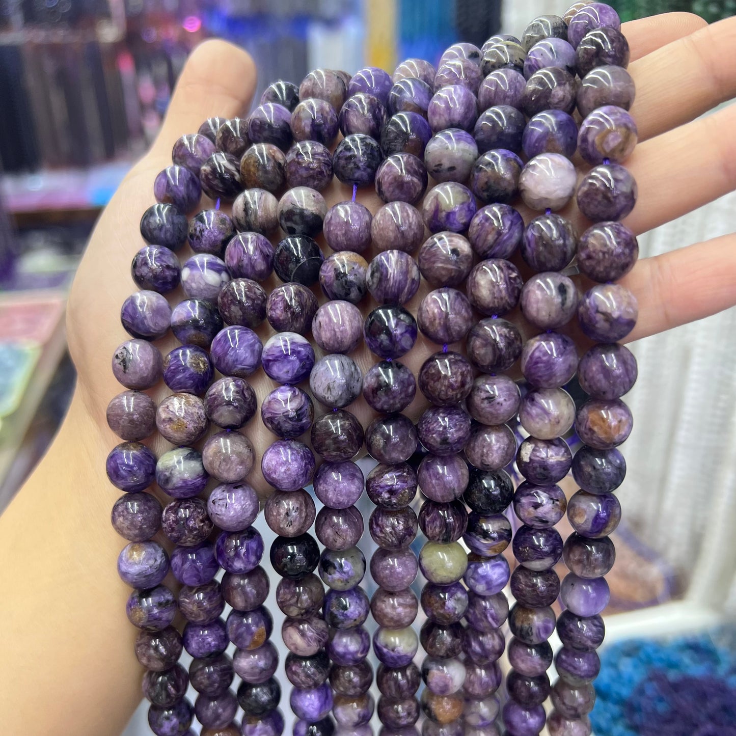 Natural Purple Charoite Round Beads Healing Gemstone Loose Bead DIY Jewelry Making AAA Quality 10mm