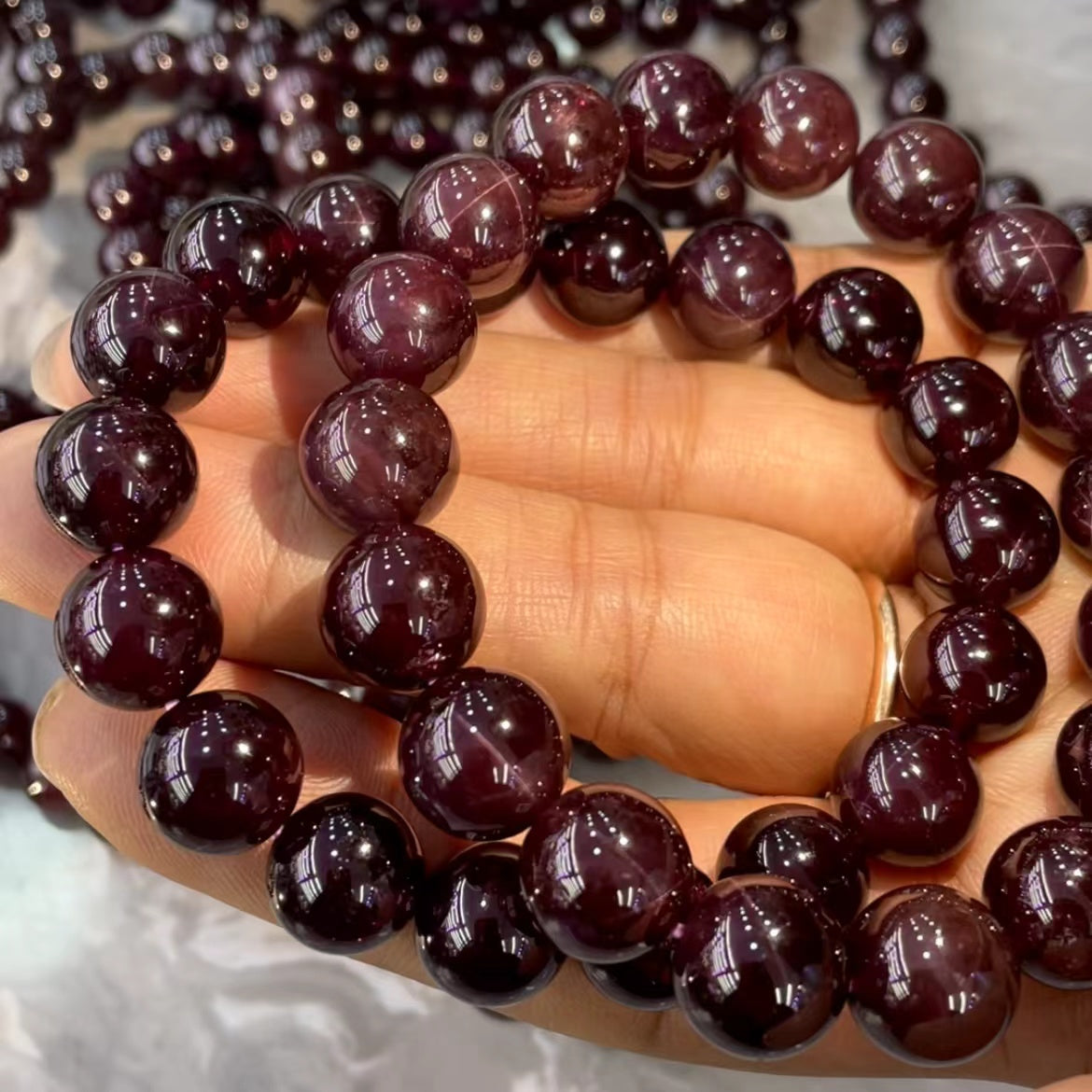 Natural Garnet High Quality Bracelets Hexagram Star Flash Stretchy Bracelet