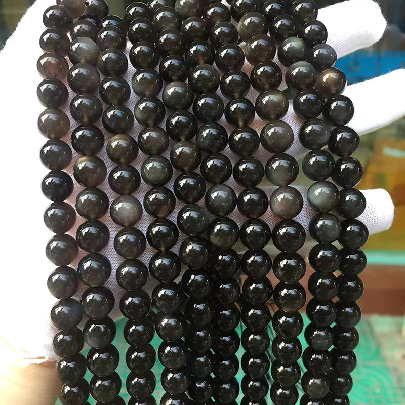 Natural Ice obsidian Round Smooth beads Energy Healing Gemstone Loose Beads for DIY Jewelry Making Design AAA Quality 6mm 8mm 10mm 12mm