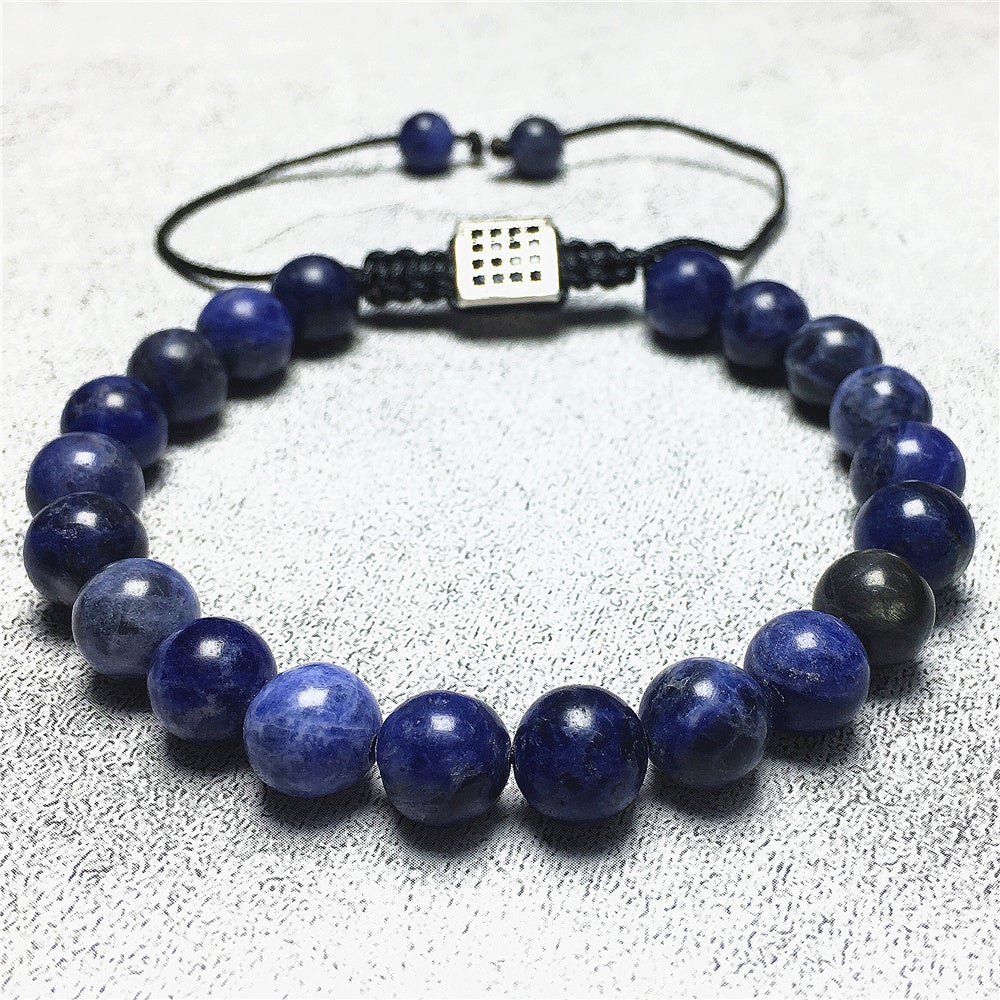 Natural Sodalite Gemstone Adjustable Braid Rope Bracelet Handmade Design