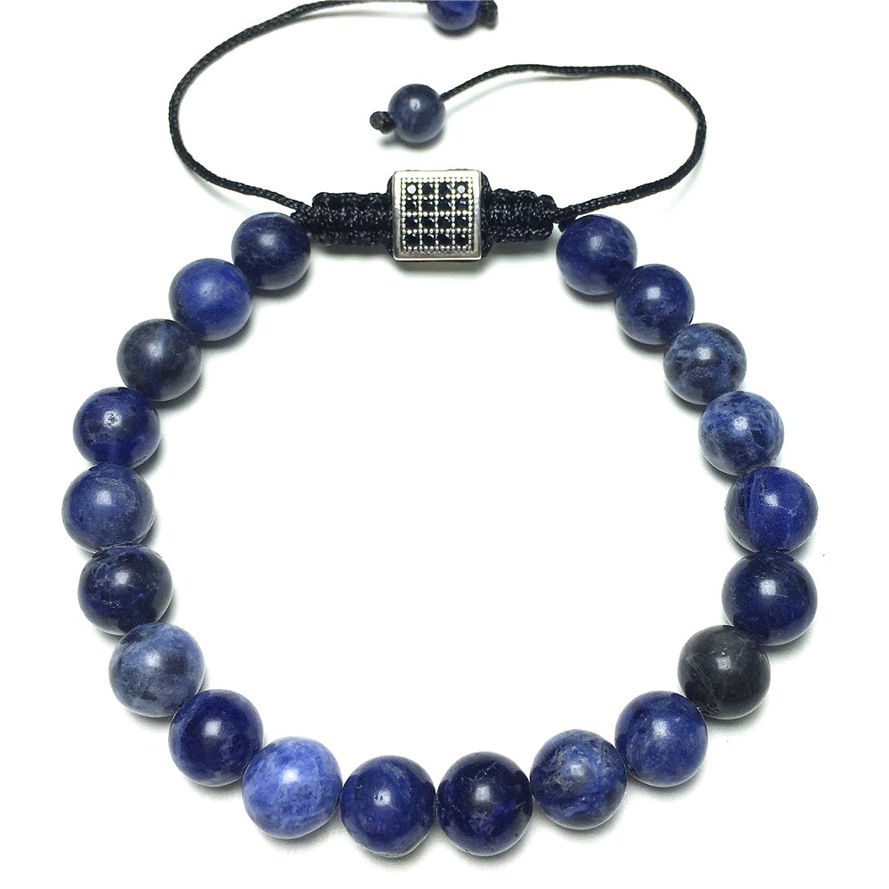 Natural Sodalite Gemstone Adjustable Braid Rope Bracelet Handmade Design