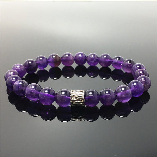 Purple Amethyst Gemstone Beaded Adjustable Handmade Bracelet