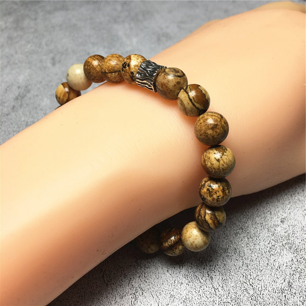 Picture Jasper Gemstone Beaded Adjustable Handmade Bracelet