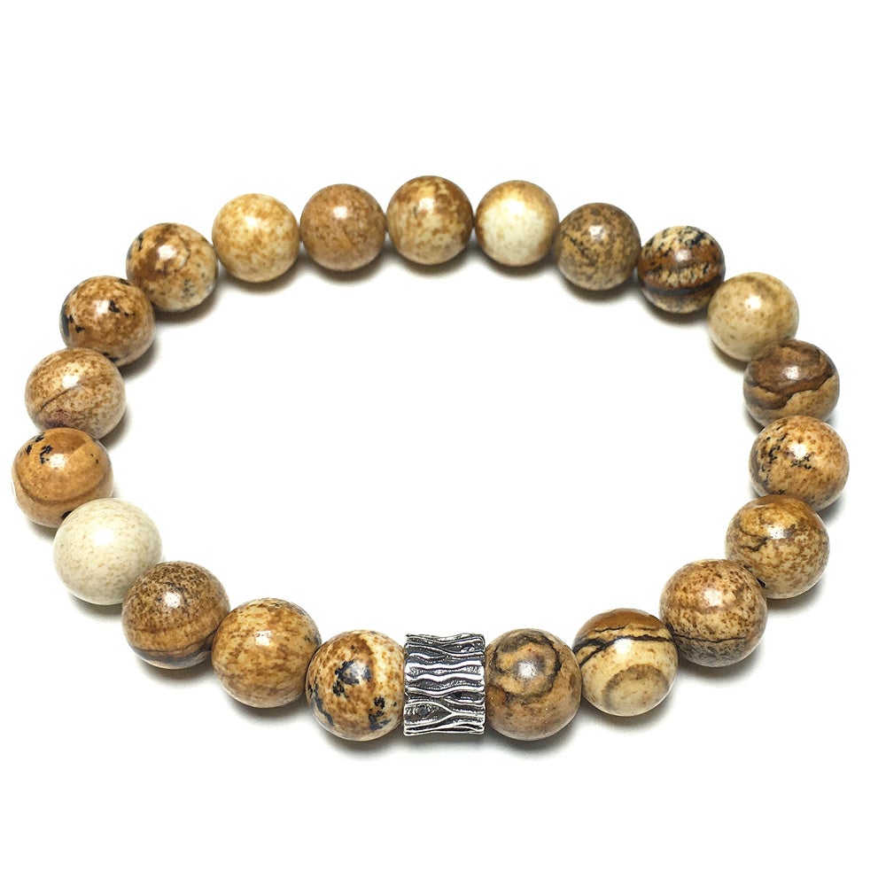 Picture Jasper Gemstone Beaded Adjustable Handmade Bracelet