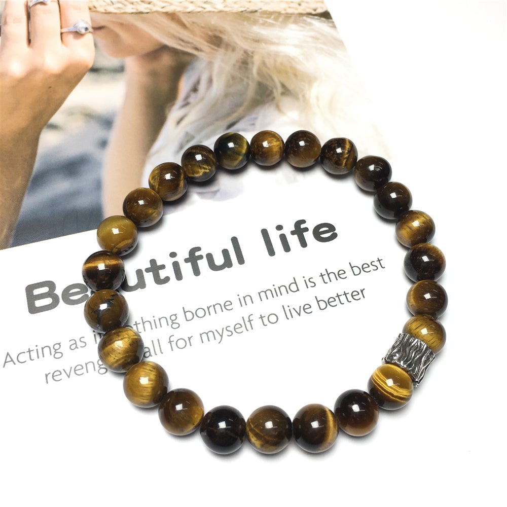 Tiger Eye Gemstone Beaded Adjustable Handmade Bracelet