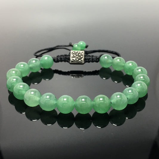 Natural Green Adventurine Gemstone Beads Bracelet Handmade Round Beaded Bracelet