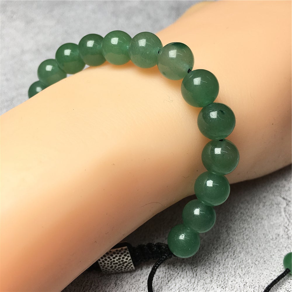 Natural Green Adventurine Gemstone Beads Bracelet Handmade Round Beaded Bracelet