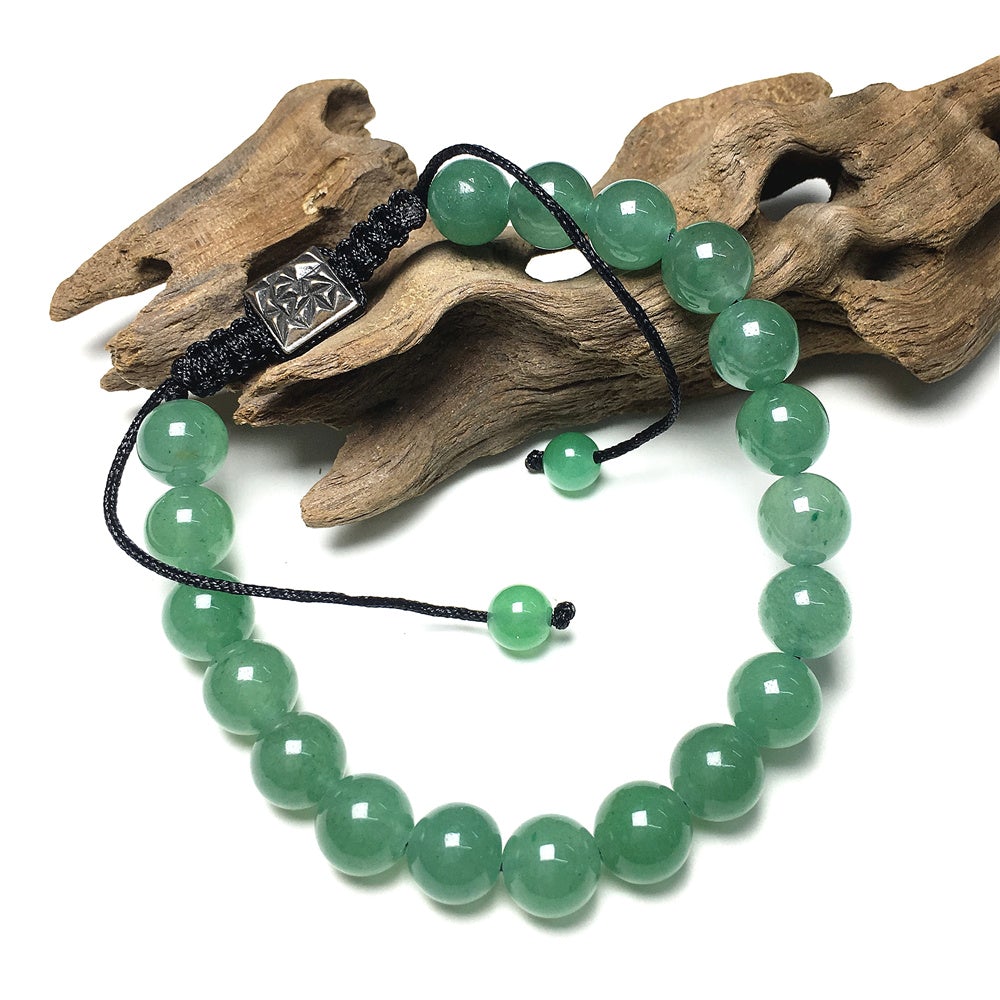 Natural Green Adventurine Gemstone Beads Bracelet Handmade Round Beaded Bracelet