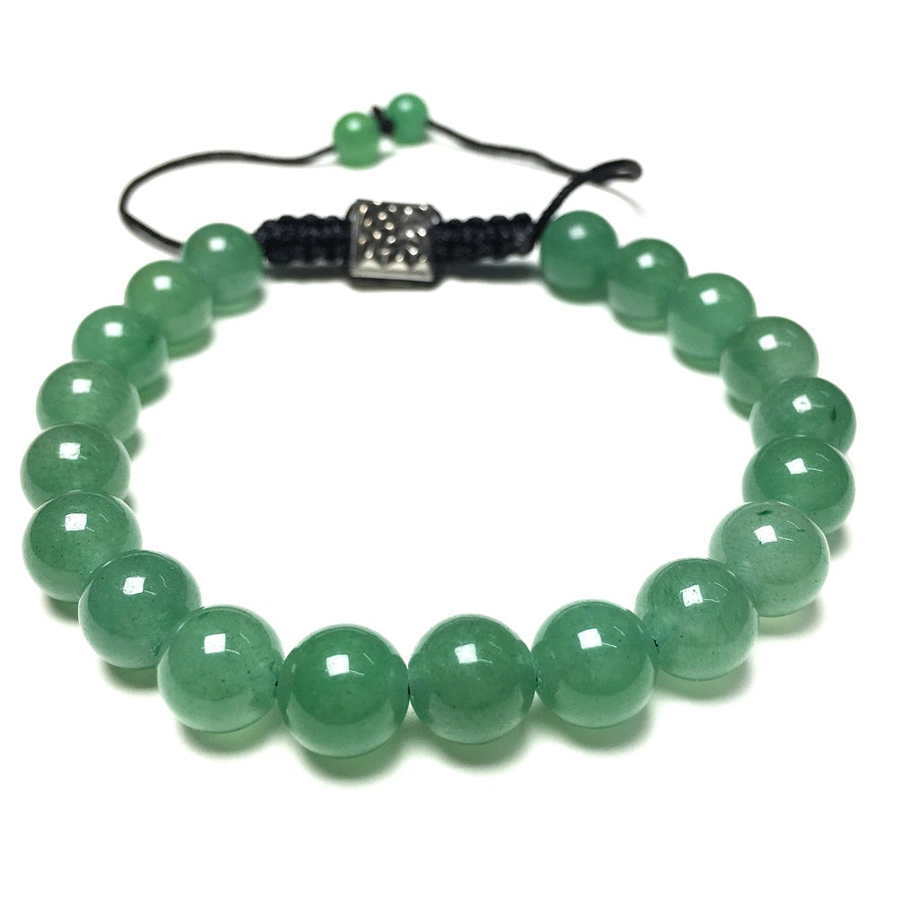 Natural Green Adventurine Gemstone Beads Bracelet Handmade Round Beaded Bracelet