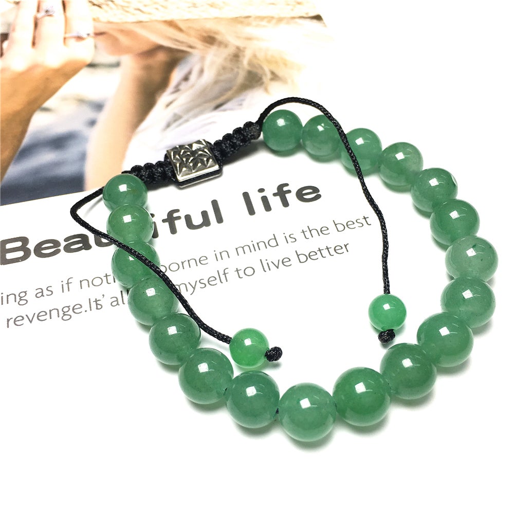 Natural Green Adventurine Gemstone Beads Bracelet Handmade Round Beaded Bracelet