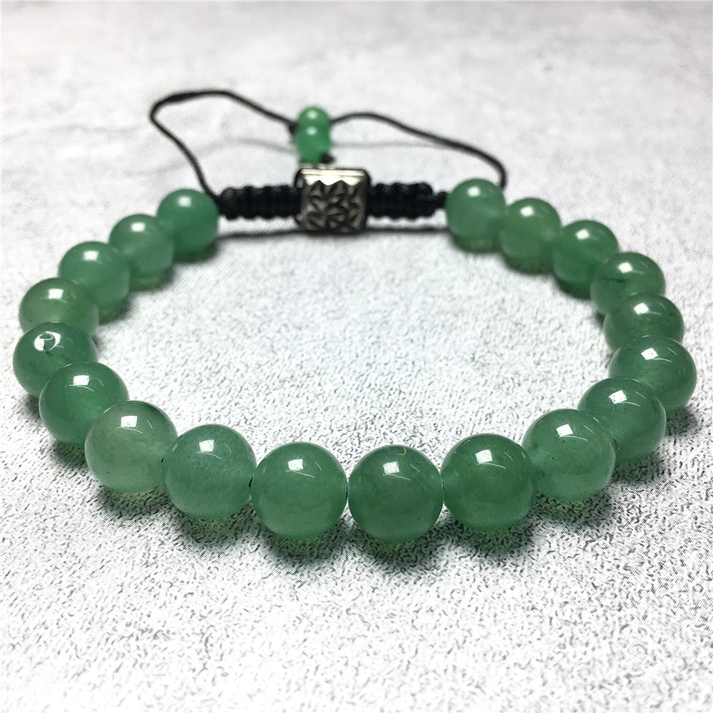 Natural Green Adventurine Gemstone Beads Bracelet Handmade Round Beaded Bracelet