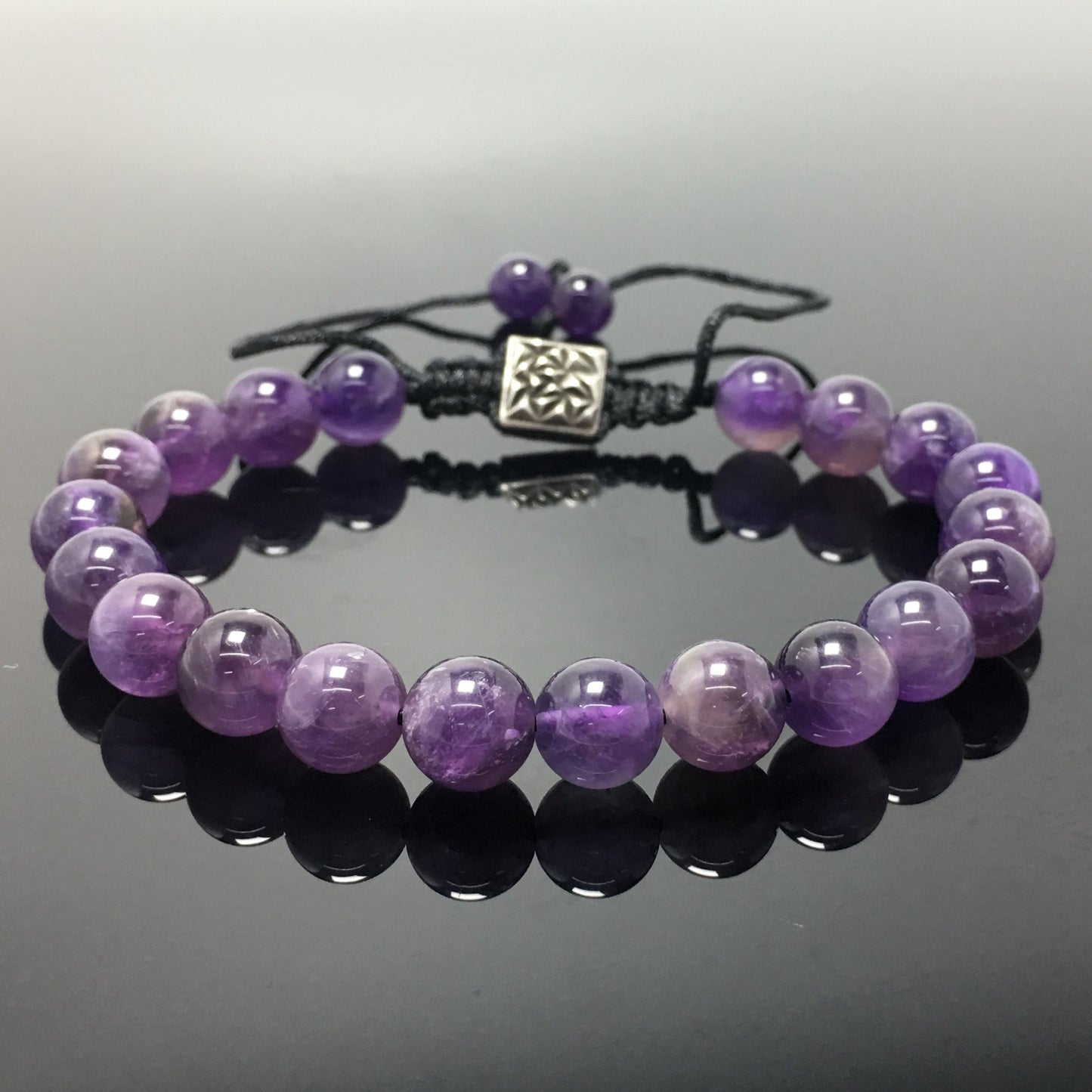 Purple Amethyst Natural Gemstone Balance Energy Handmade Bracelet