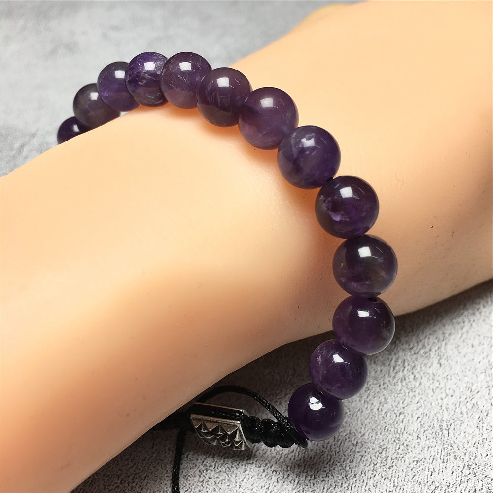 Purple Amethyst Natural Gemstone Balance Energy Handmade Bracelet