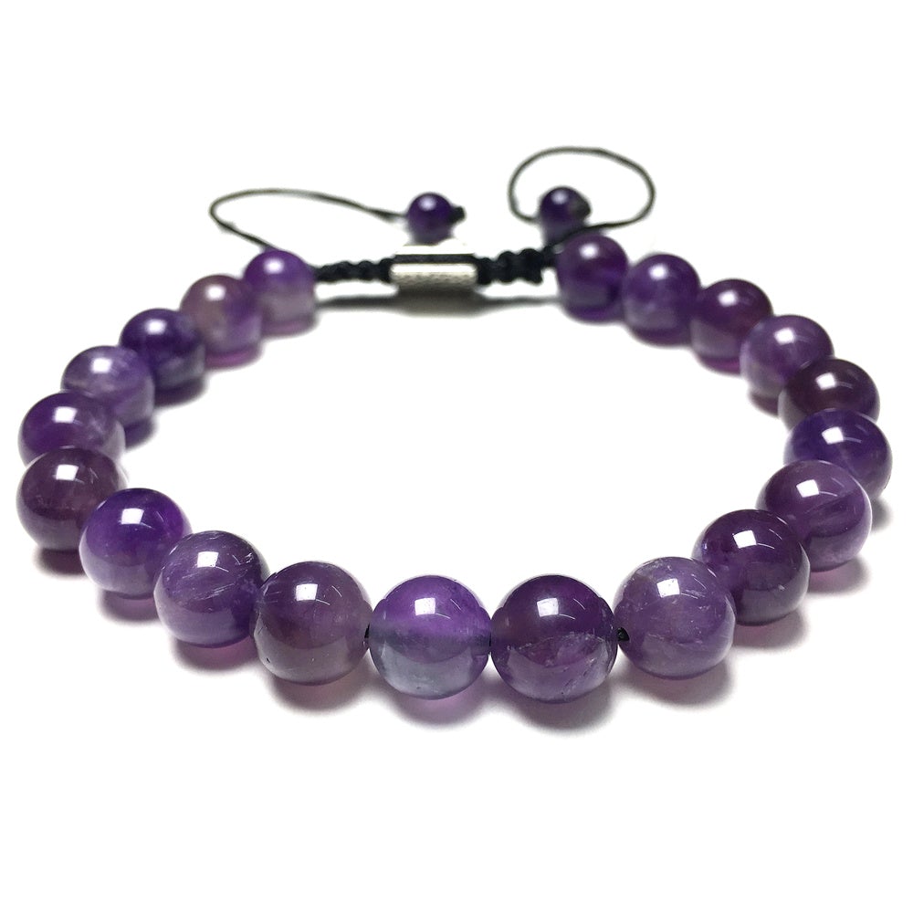 Purple Amethyst Natural Gemstone Balance Energy Handmade Bracelet