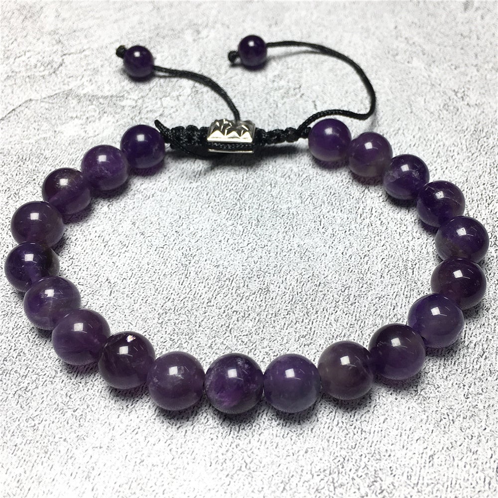 Purple Amethyst Natural Gemstone Balance Energy Handmade Bracelet