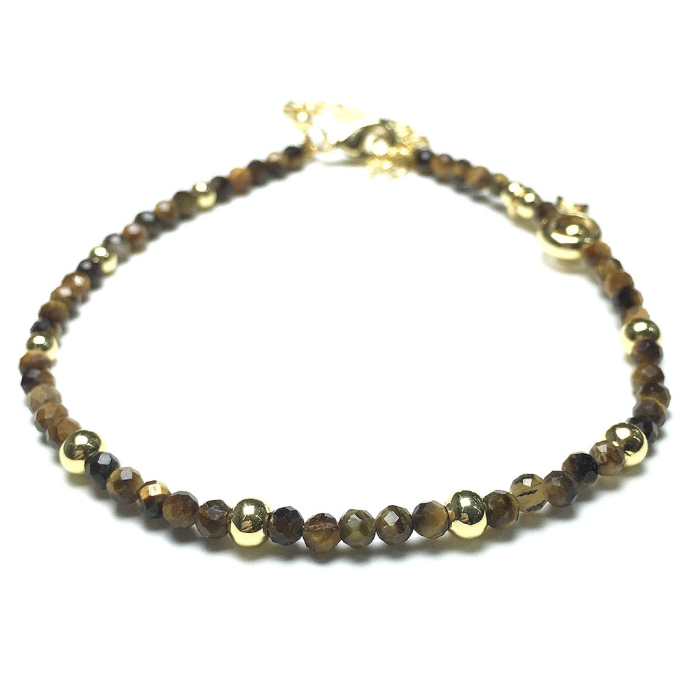 Tiger Eyes Gemstone Adjustable Tiny Beads Gemstone Bracelet with Star Charm