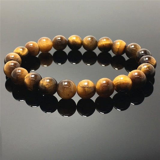 Natural Yellow Tiger Eye Gemstone Round Beaded Stone Bracelet