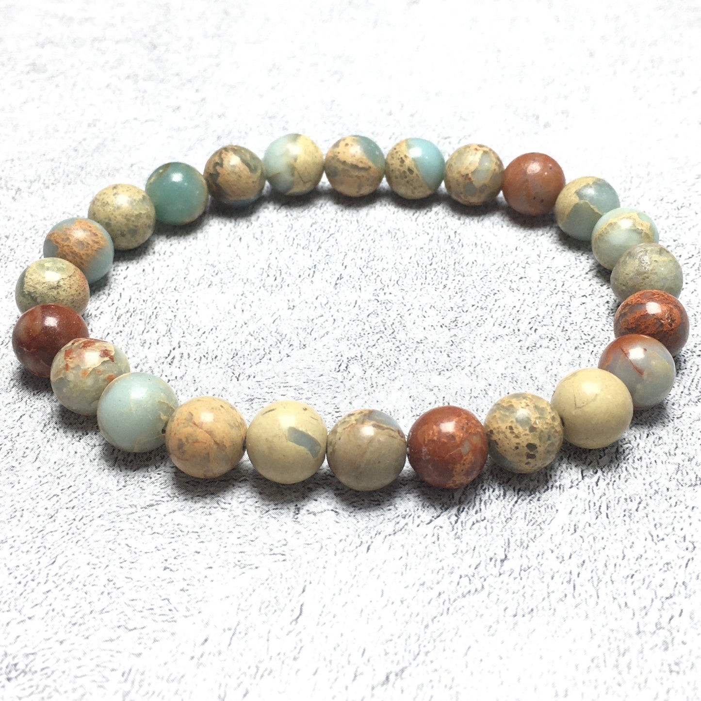 Natural Snake Skin Jasper Gemstone Beads Handmade Stretchy Bracelet