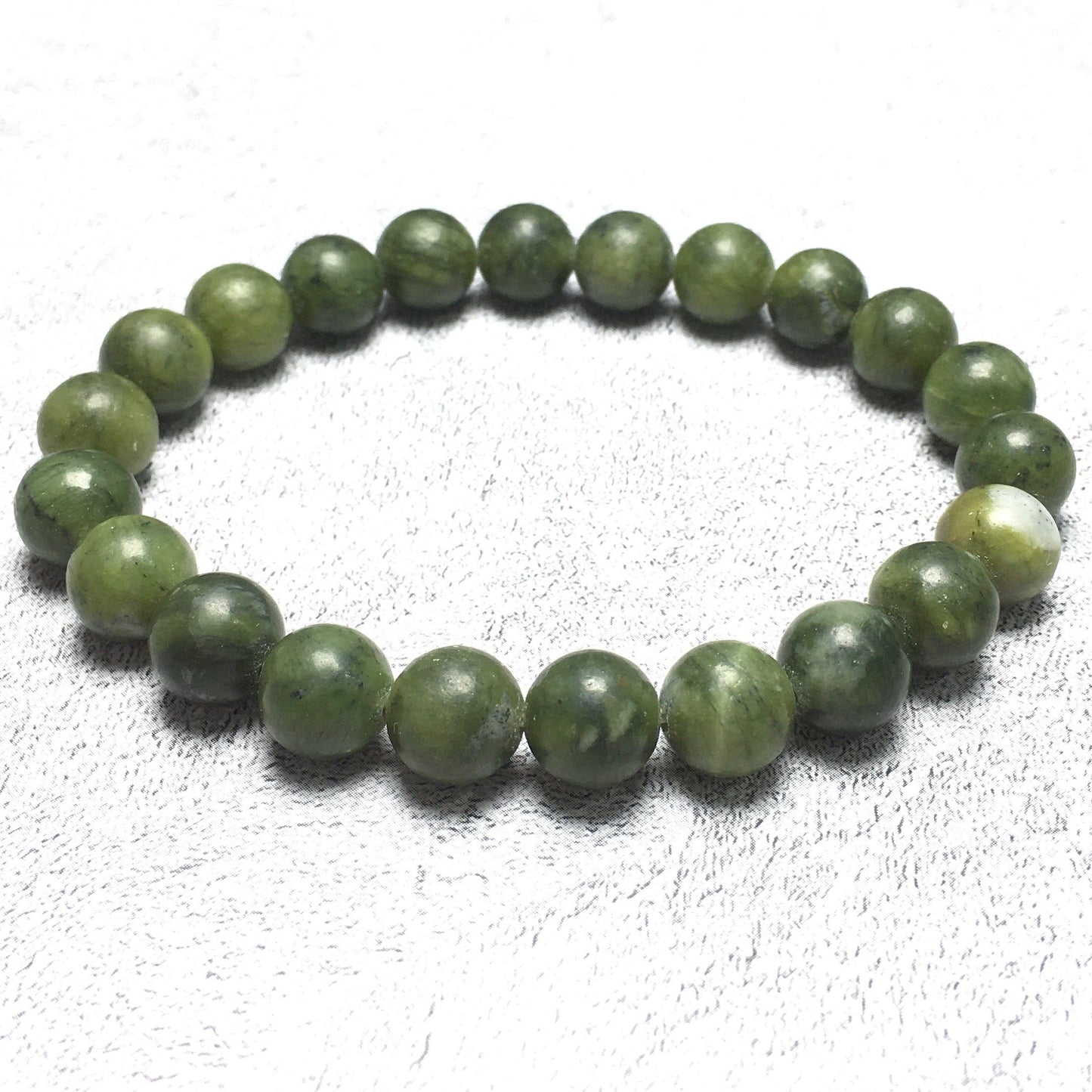 Natural Green Jade Gemstone Round Beaded Stone Bracelet