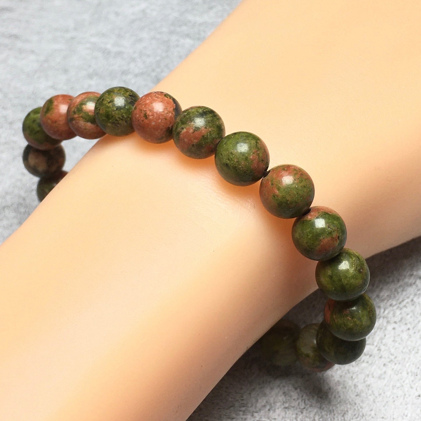 Natural Unakite Gemstone Round Beaded Stone Bracelet