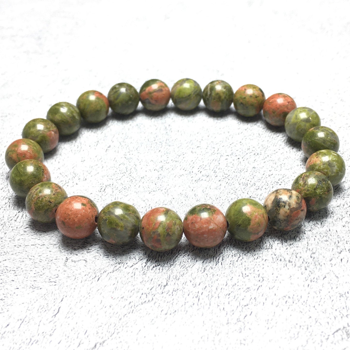 Natural Unakite Gemstone Round Beaded Stone Bracelet