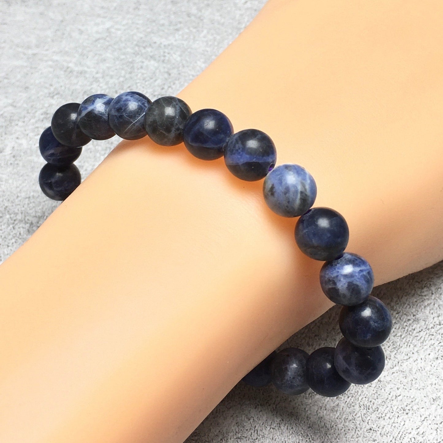 Natural Blue Sodalite Gemstone Beads Handmade Stretchy Bracelet