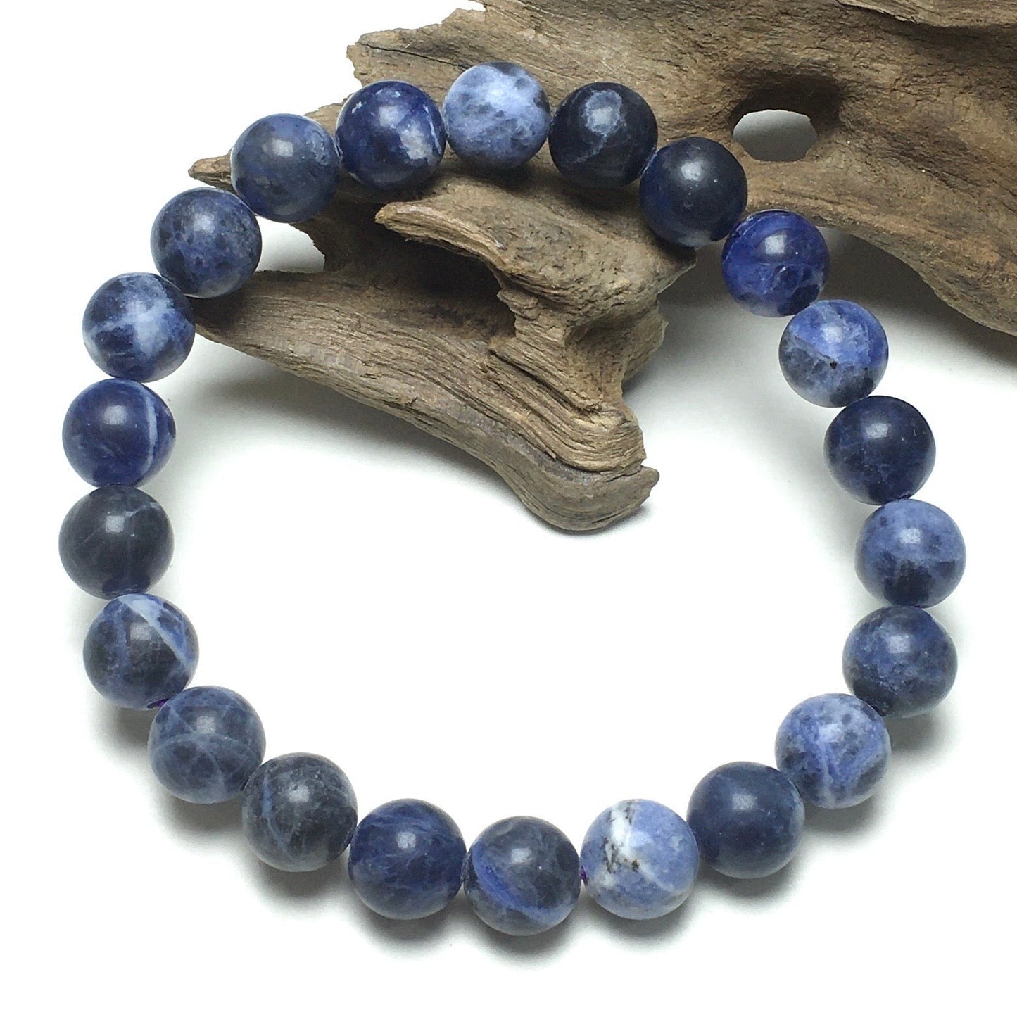 Natural Blue Sodalite Gemstone Beads Handmade Stretchy Bracelet