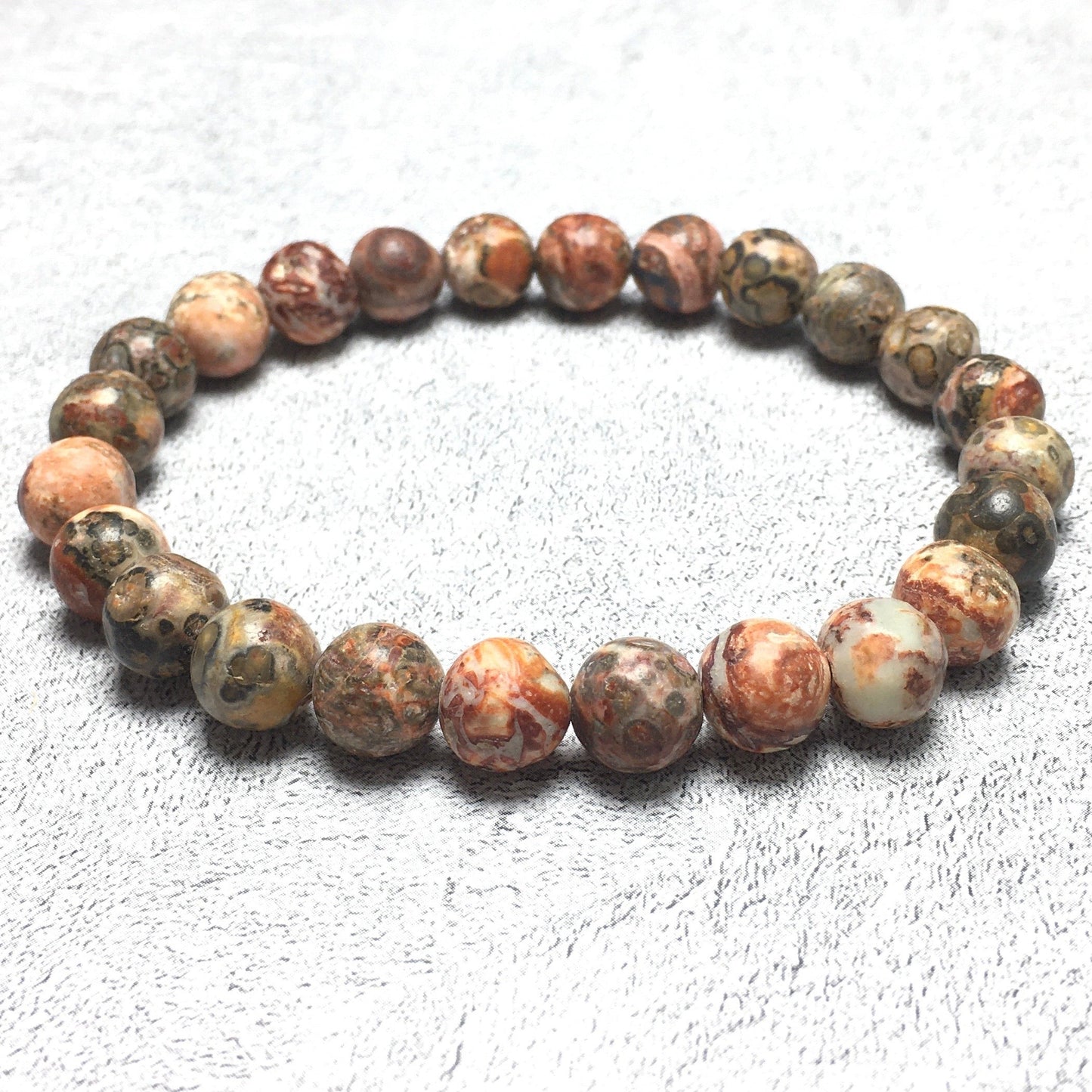 Natural Red Leopard Jasper Gemstone Round Beaded Stone Bracelet