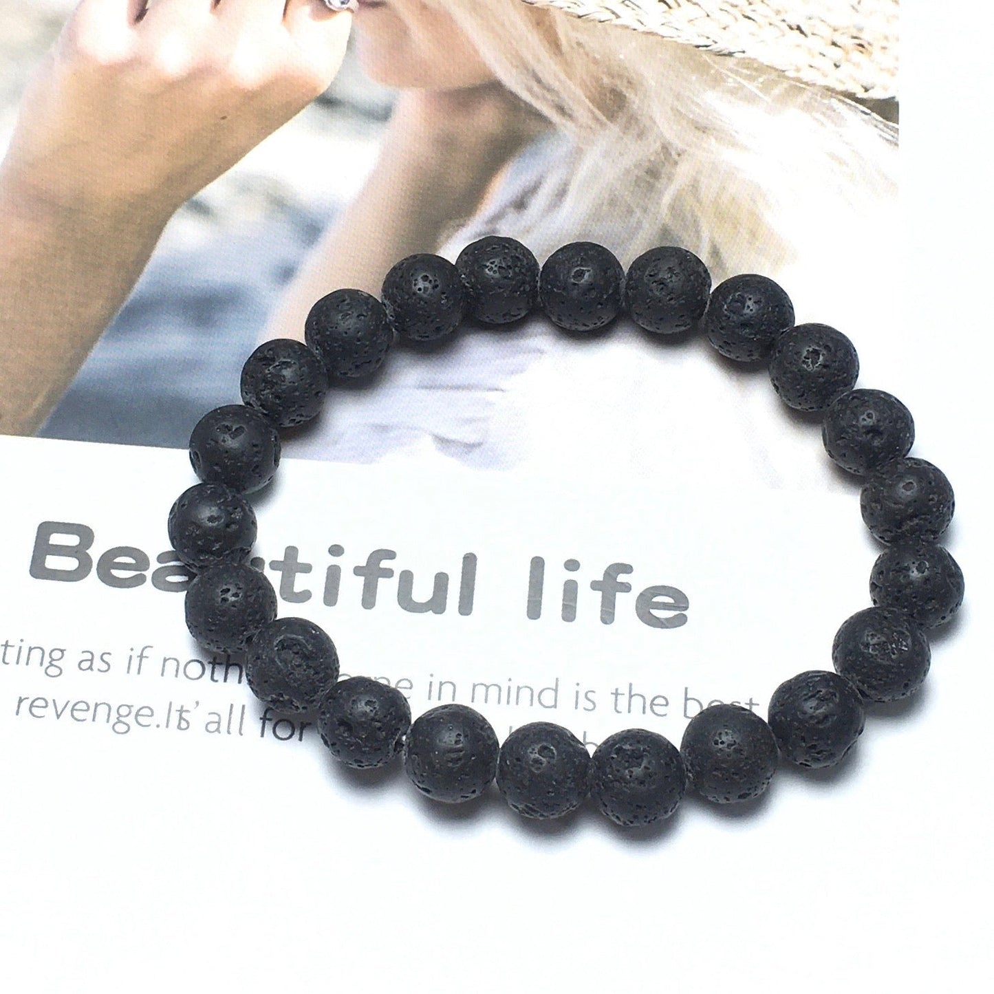 Natural Lava Gemstone Beads Handmade Stretchy Bracelet