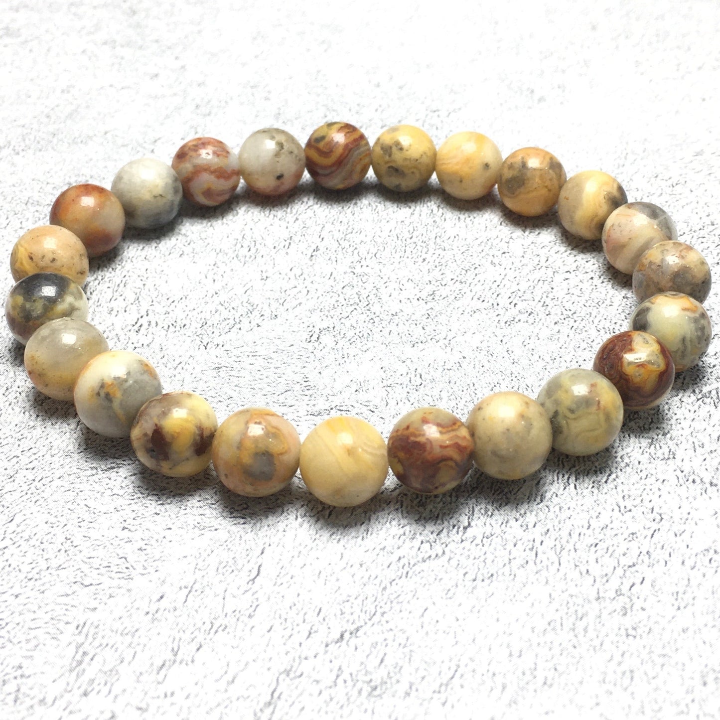 Crazy Lace Agate Gemstone Round Beaded Stone Bracelet