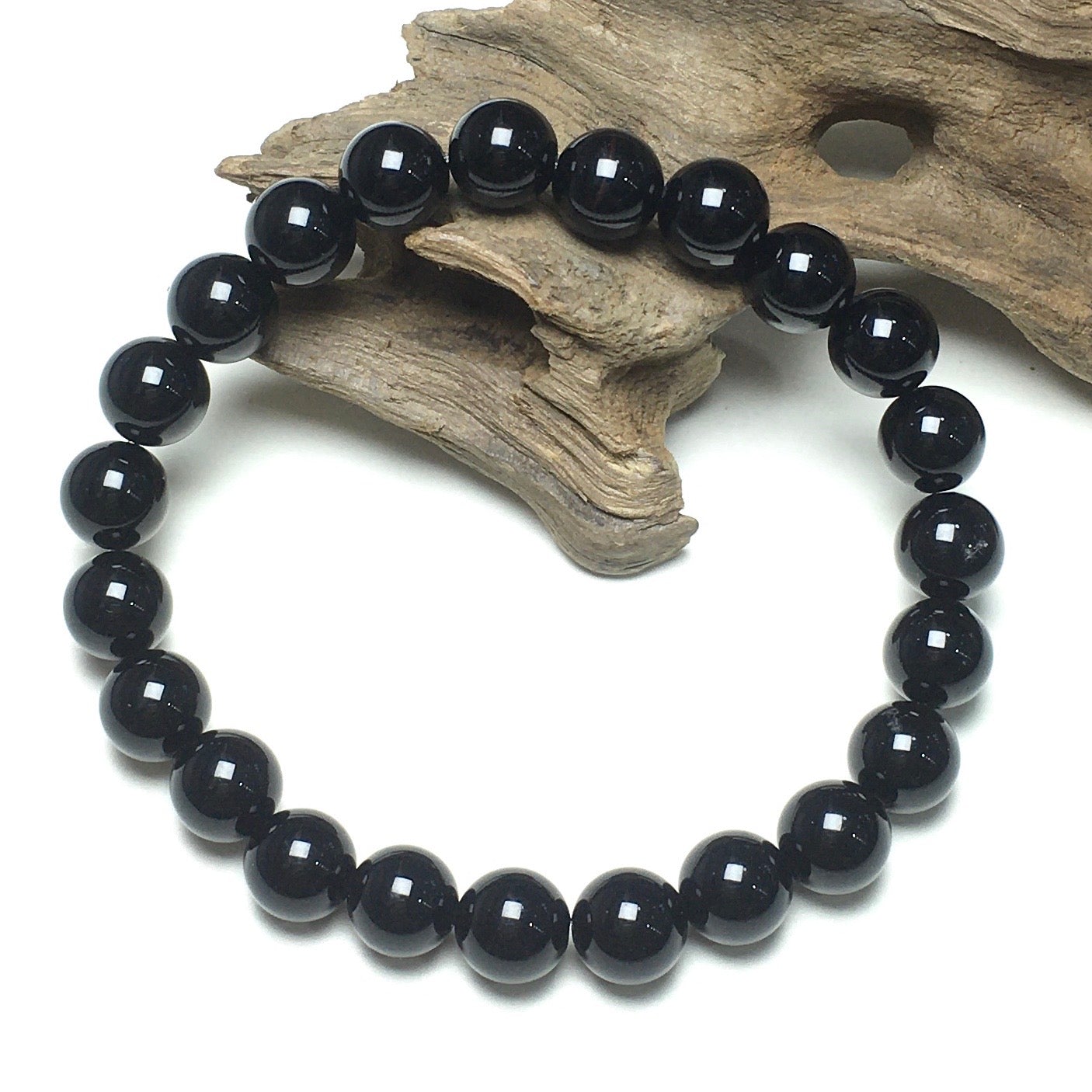 Natural Black Onyx Gemstone Beads Handmade Stretchy Bracelet