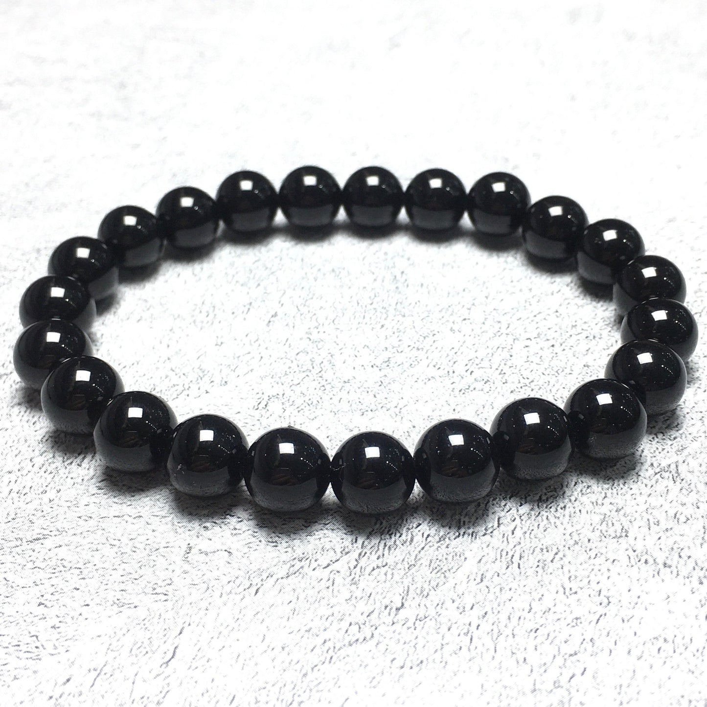 Natural Black Onyx Gemstone Beads Handmade Stretchy Bracelet