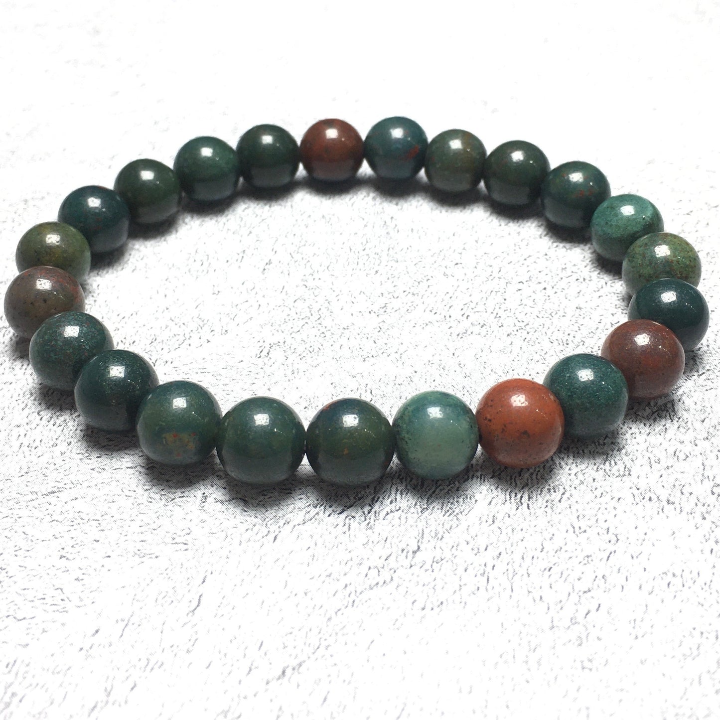 Natural Green Blood Stone Gemstone Beads Handmade Stretchy Bracelet