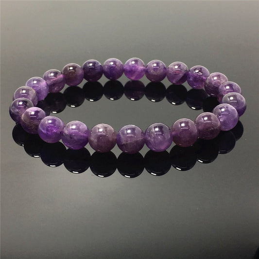 Natural Purple Amethyst Gemstone Beads Handmade Stretchy Bracelet