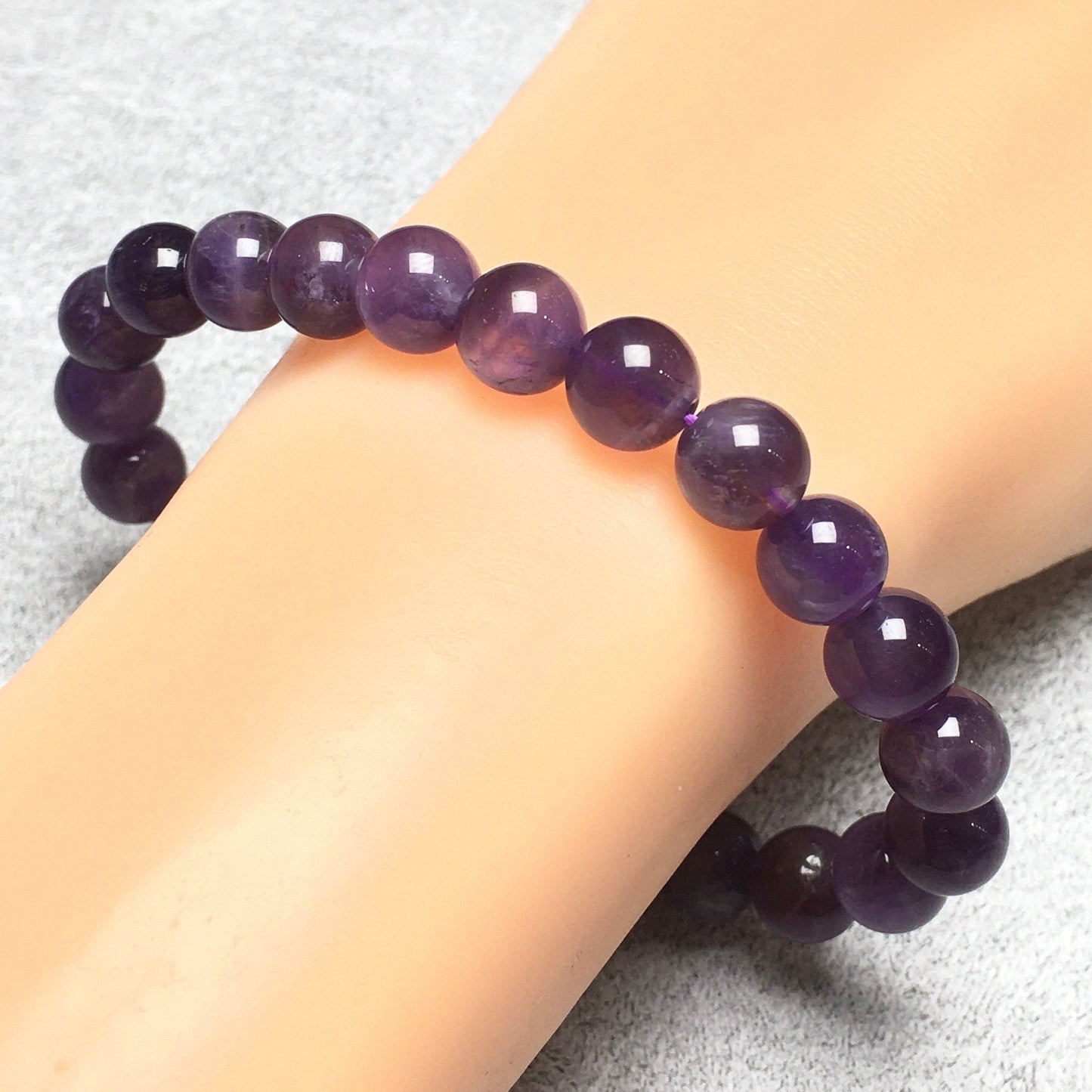 Natural Purple Amethyst Gemstone Beads Handmade Stretchy Bracelet