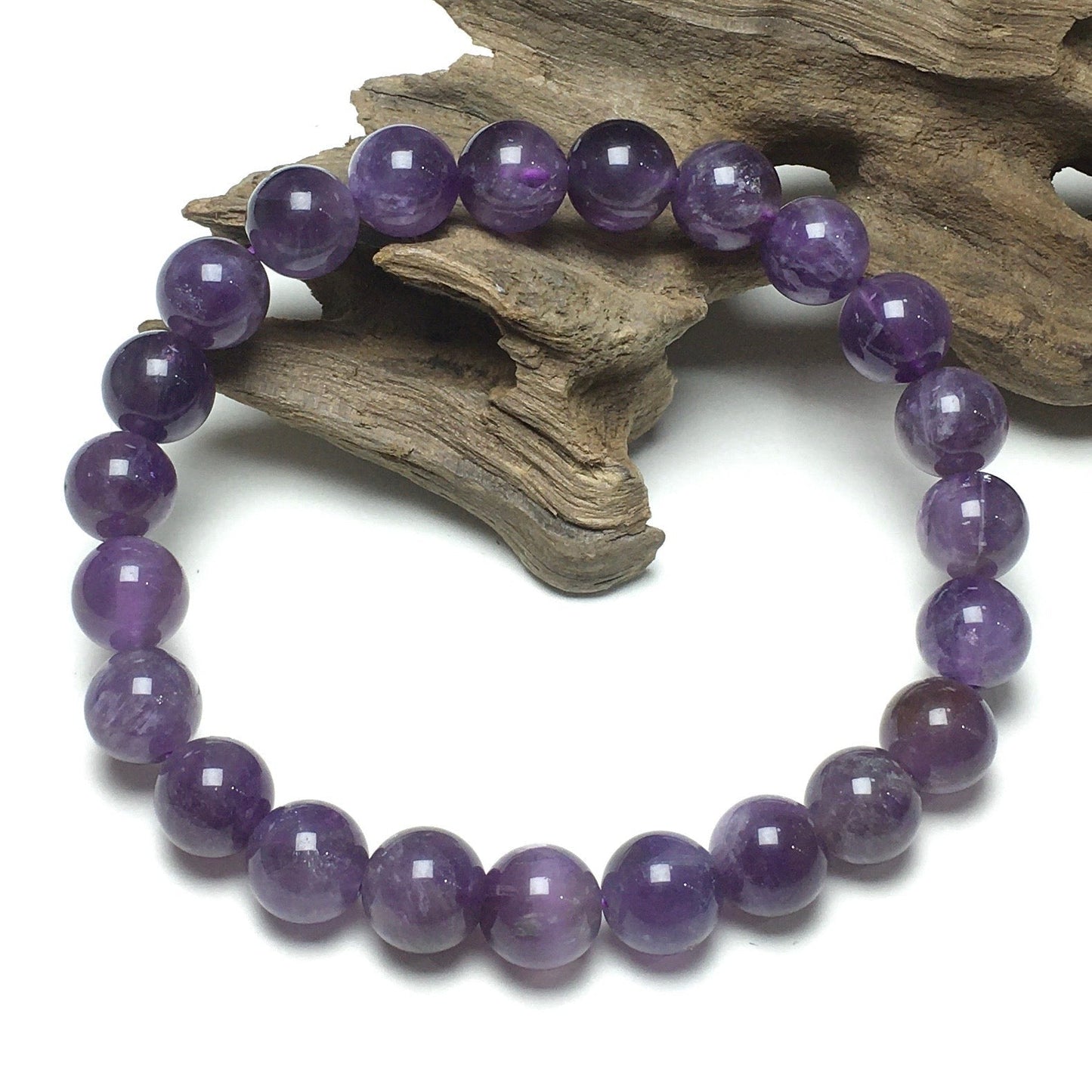 Natural Purple Amethyst Gemstone Beads Handmade Stretchy Bracelet