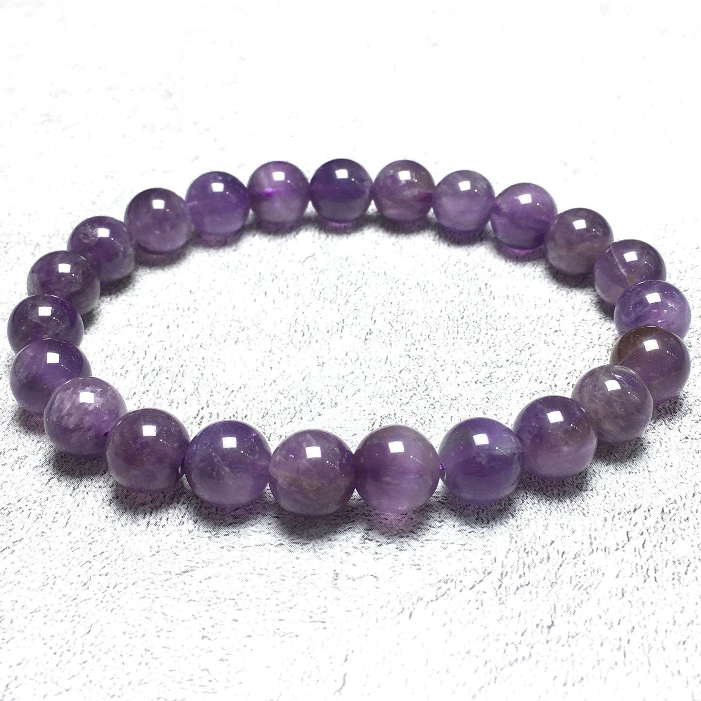 Natural Purple Amethyst Gemstone Beads Handmade Stretchy Bracelet