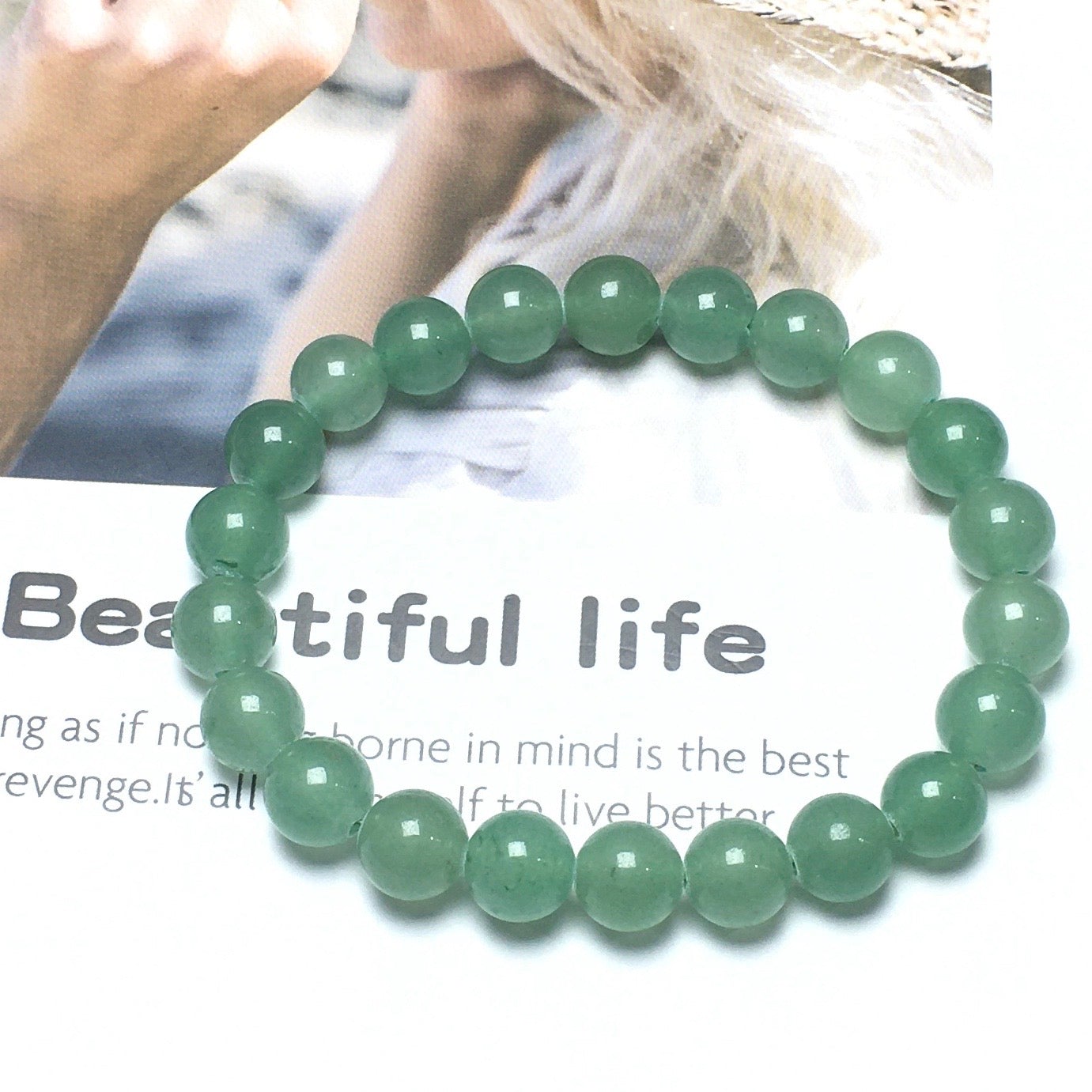 Natural Green Aventurine Gemstone Beads Handmade Stretchy Bracelet