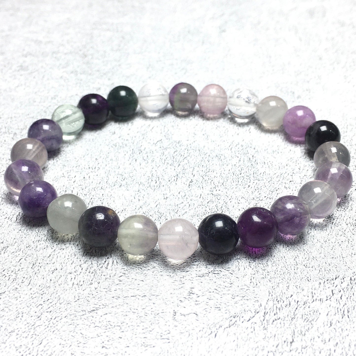 Natural Purple Fluorite Gemstone Beads Handmade Stretchy Bracelet