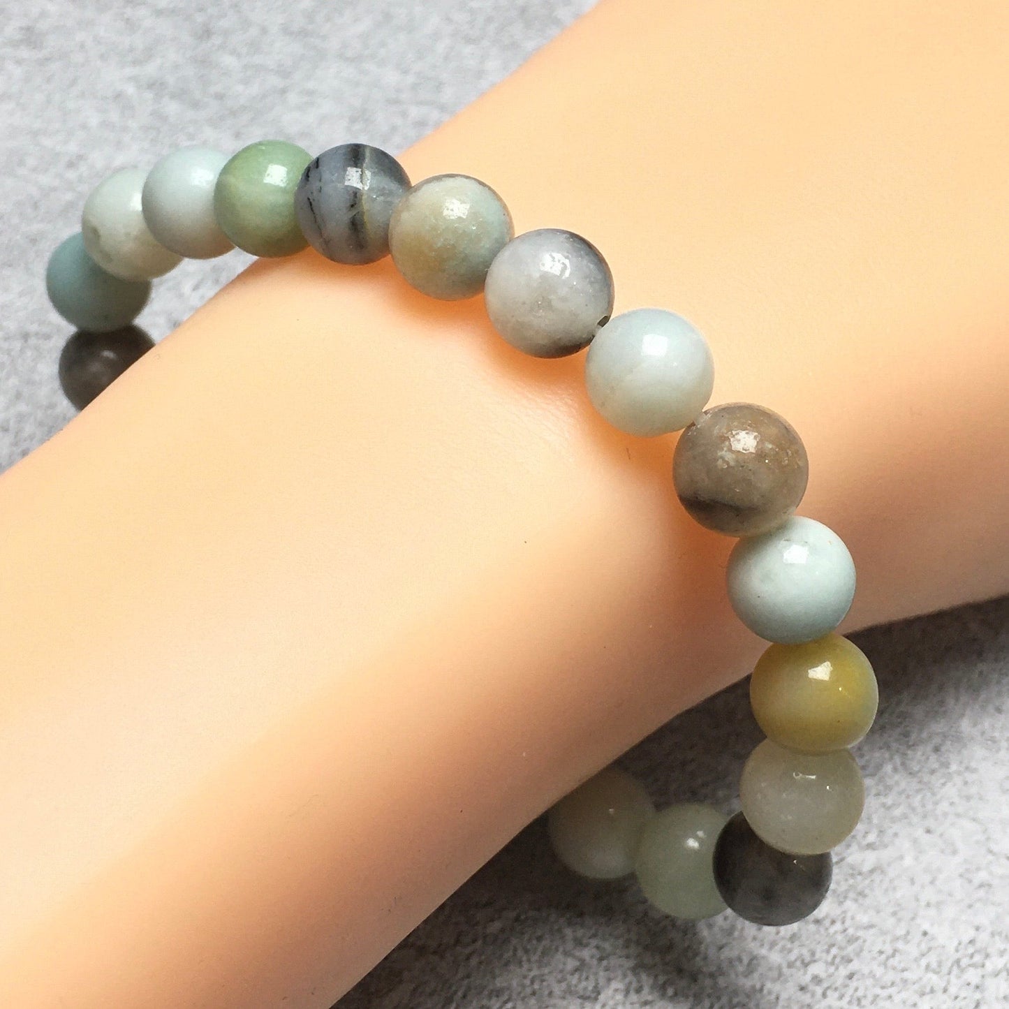 Natural Genuine Amazonite Gemstone Round Beaded Stone Bracelet