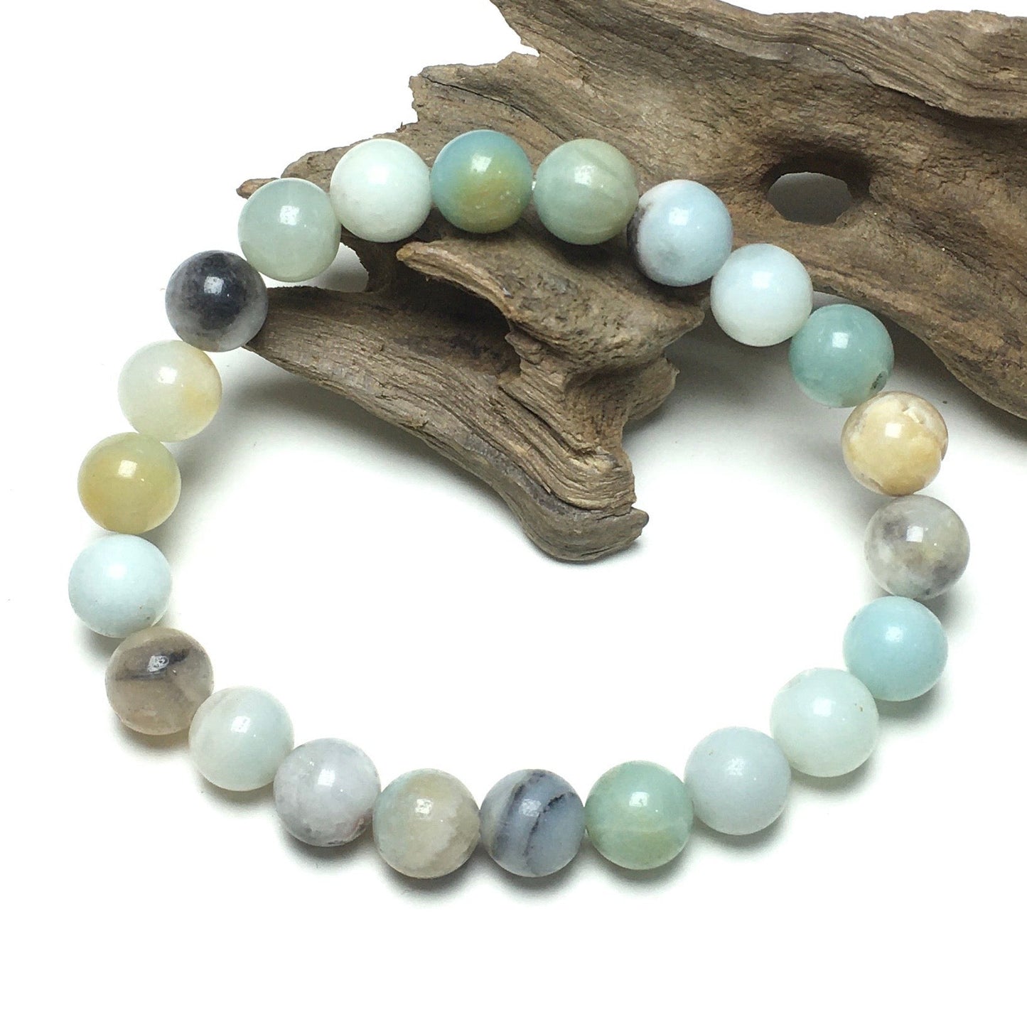 Natural Genuine Amazonite Gemstone Round Beaded Stone Bracelet