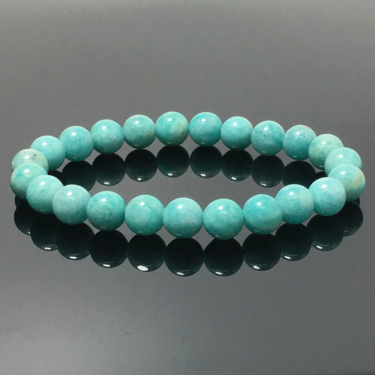 Amazonite Natural Gemstone Crystal Healing Stretch Beads Bracelet