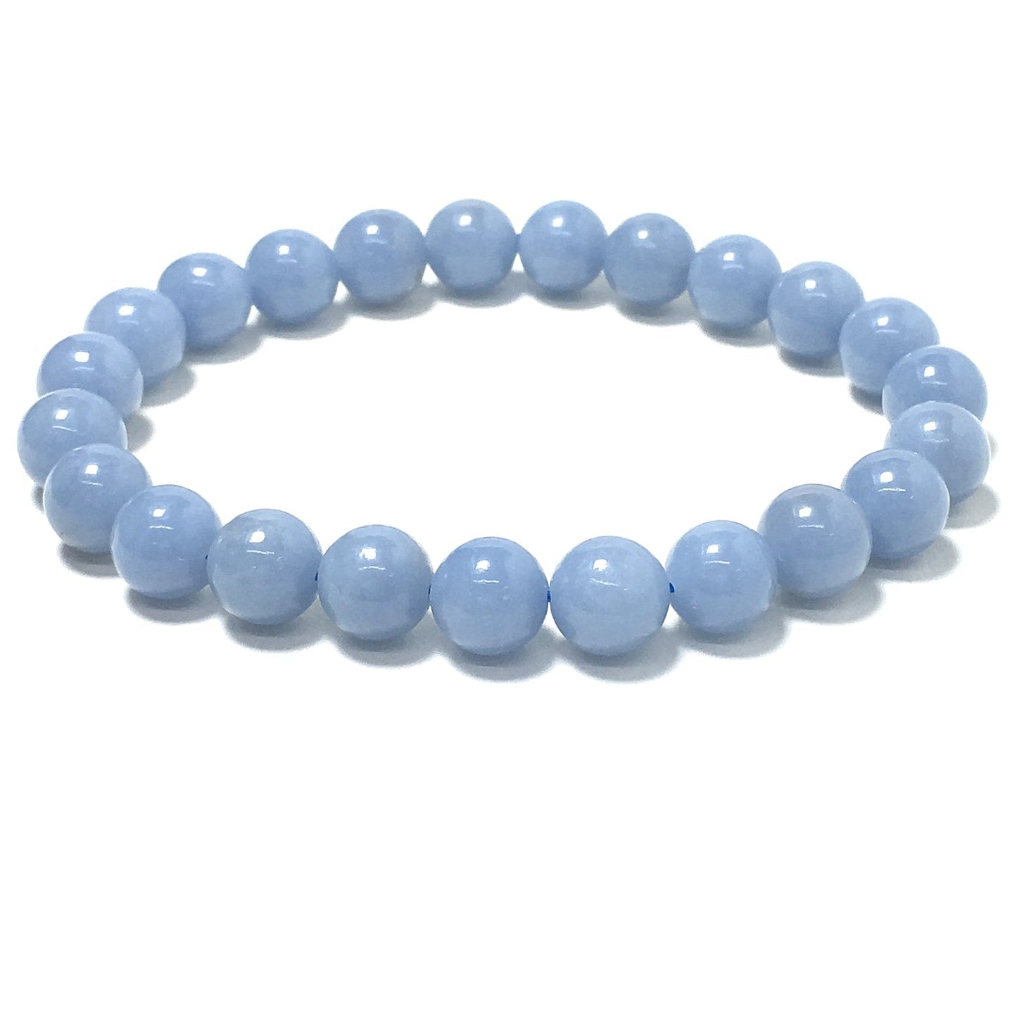 Natural Blue Angelite Gemstone Crystal Healing Stretch Beads Bracelet