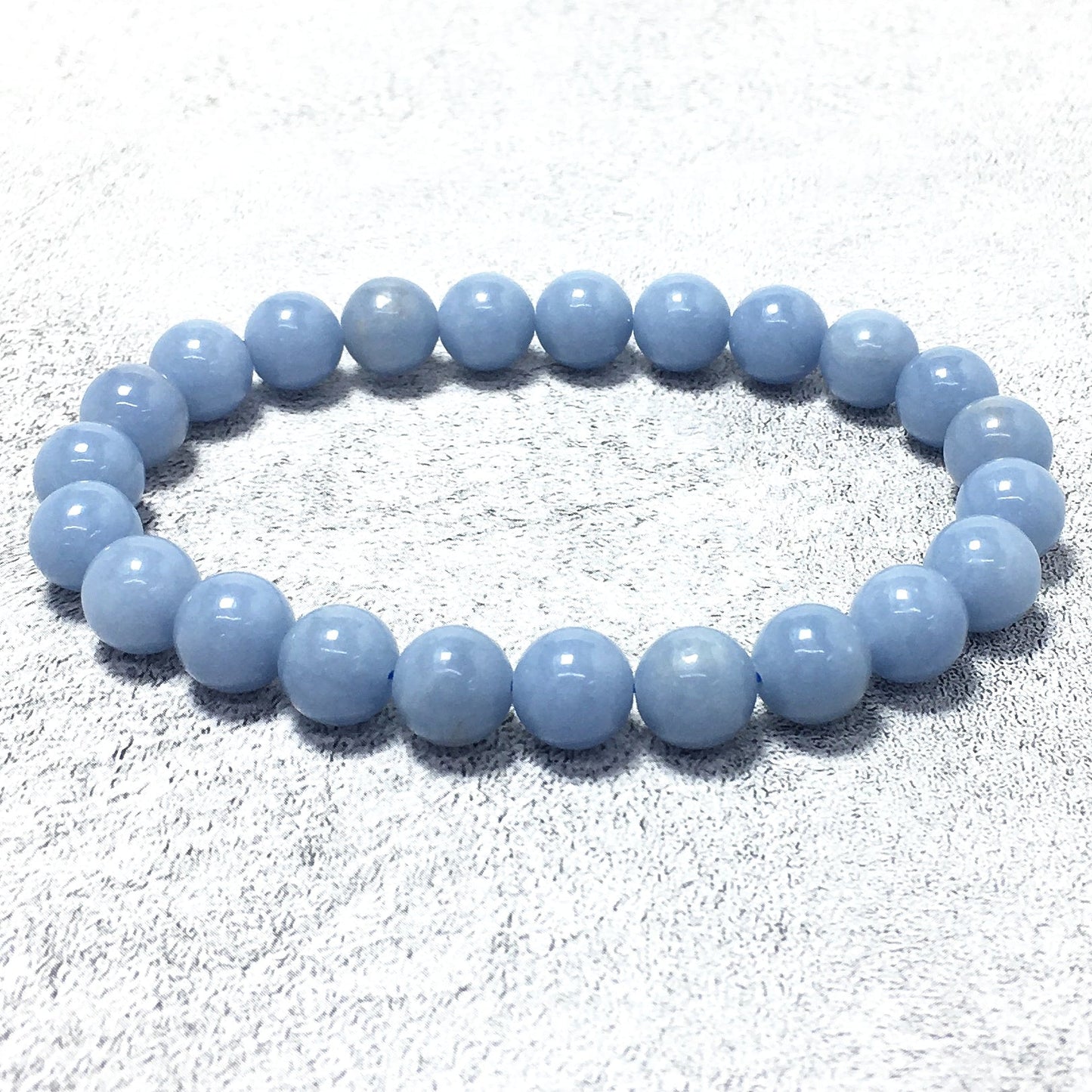 Natural Blue Angelite Gemstone Crystal Healing Stretch Beads Bracelet