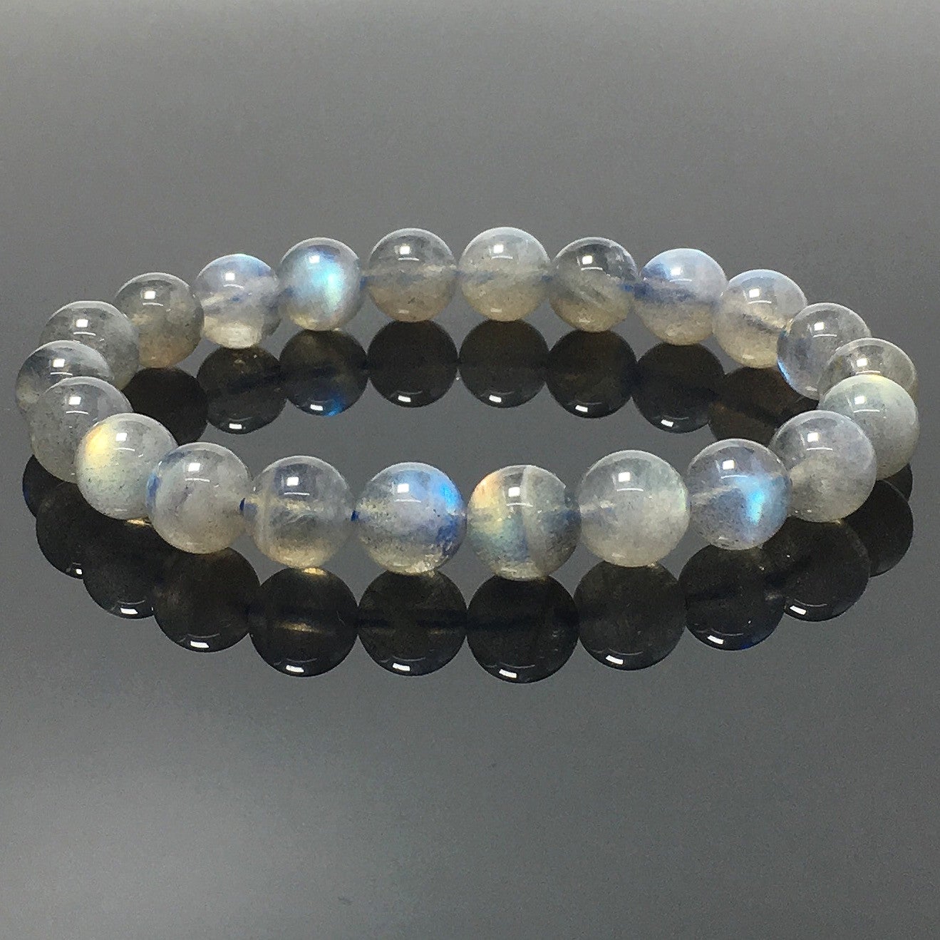 Natural Labradorite AAAAA High Quality Gemstone Crystal Healing Stretch Beads Bracelet