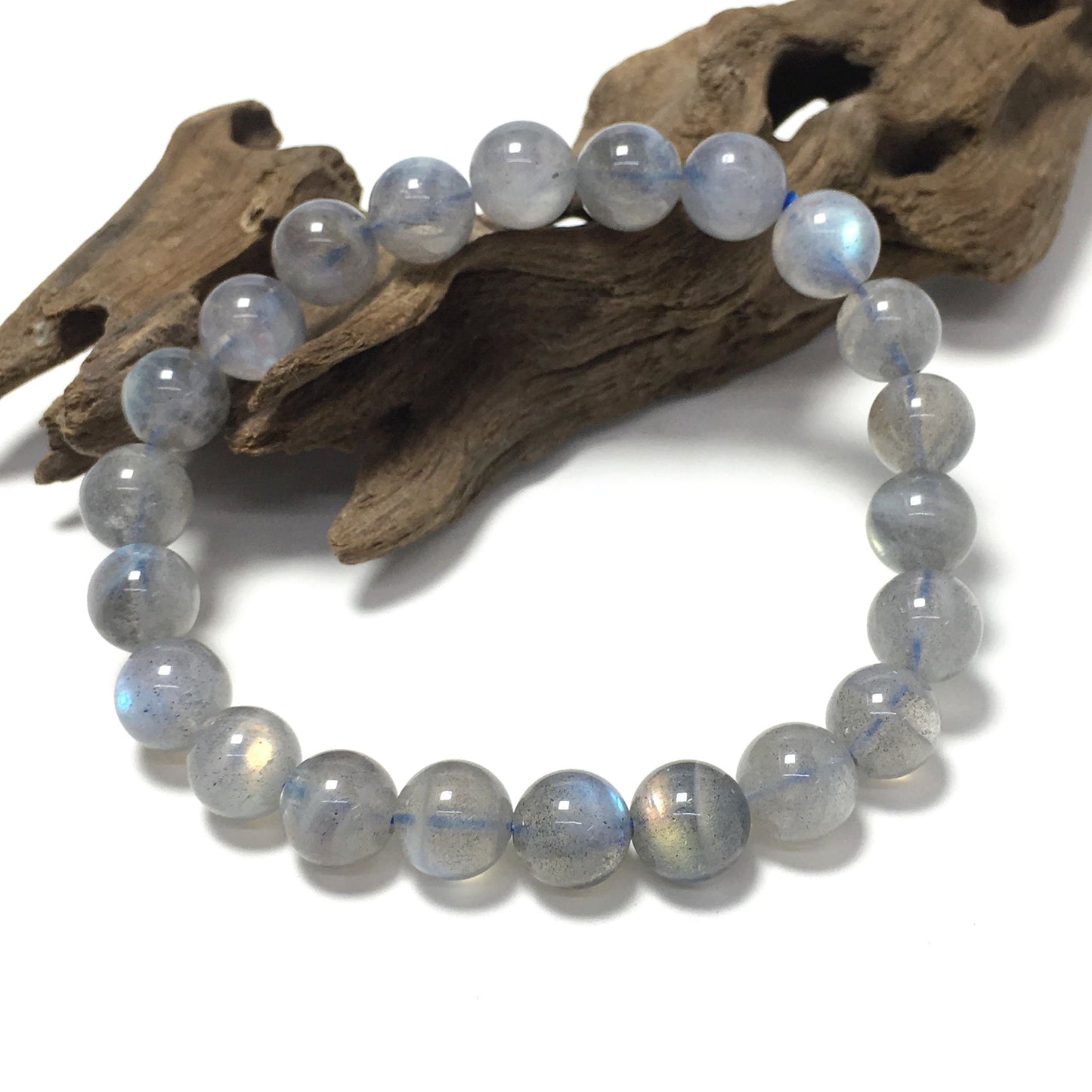 Natural Labradorite AAAAA High Quality Gemstone Crystal Healing Stretch Beads Bracelet