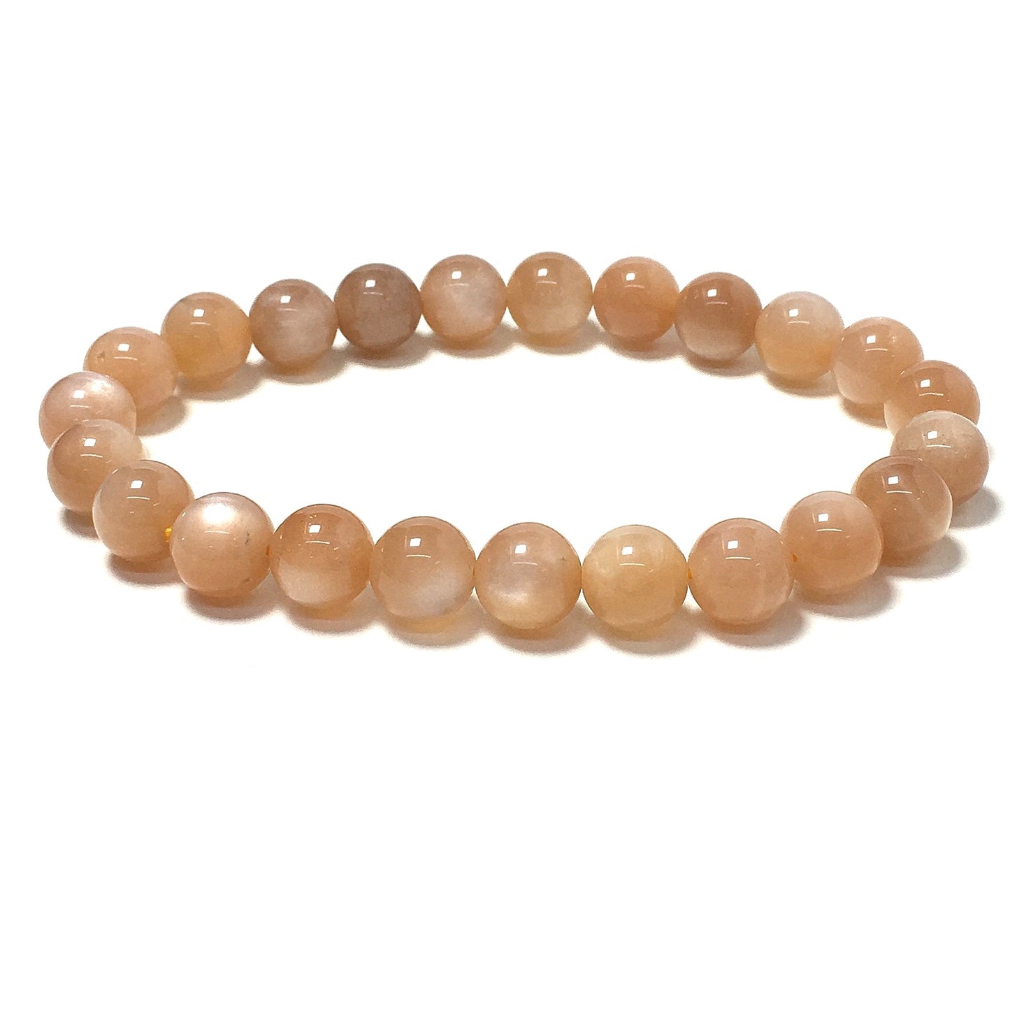 Peach Moonstone Natural Gemstone Crystal Healing Stretch Beads Bracelet